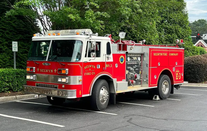 Red fire engine parked and ready for an event – 1st Due fire truck fleet