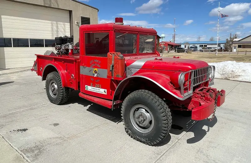 Vintage red fire truck on display – 1st Due fire truck fleet